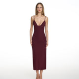Tess Burgundy Midi Dress