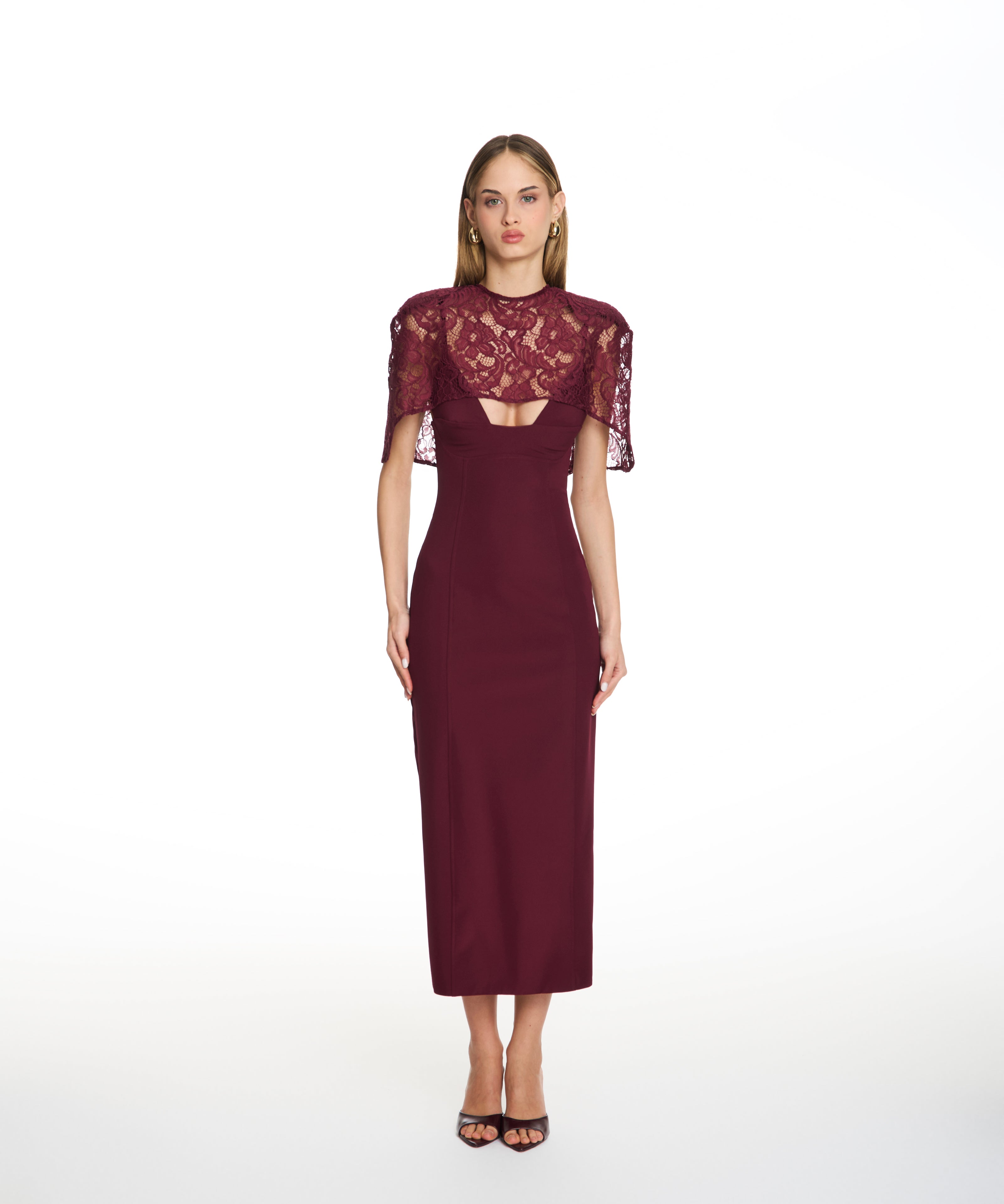 Tess Burgundy Lace Midi Dress AXEL 113 Tess Burgundy Lace Midi Dress AXEL 113