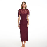 Margot Burgundy Lace Midi Dress