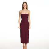 Envy Burgundy Cinched Midi Dress