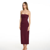 Envy Burgundy Cinched Midi Dress