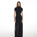 Grace Mesh Long Black Dress