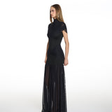 Grace Mesh Long Black Dress