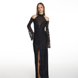 Raven Lace Long Black Dress