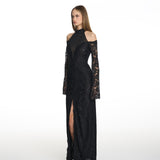 Raven Lace Long Black Dress