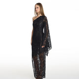 Lilith One Sleeve Black Lace Dress