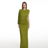 Aman Draped Dress in Pistachio