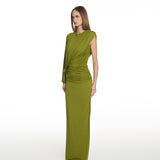 Aman Draped Dress in Pistachio