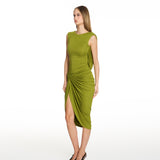 Adelina Draped Midi Dress in Pistachio