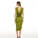 Adelina Draped Midi Dress in Pistachio