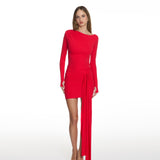 Tina Long-Sleeves Red Mini Dress
