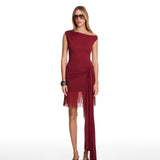 Tina Mini Fringe Burgundy Dress