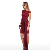 Tina Mini Fringe Burgundy Dress