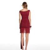 Tina Mini Fringe Burgundy Dress