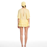 Pearl Ruffles Mini Yellow Dress