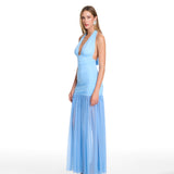 Stasi Long Mesh Blue Dress