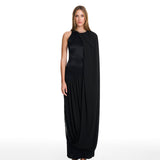 Bloom Draped Black Dress
