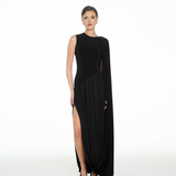 Valentina Draped Black Dress