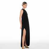 Valentina Draped Black Dress