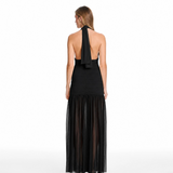 Stasi Long Mesh Black Dress