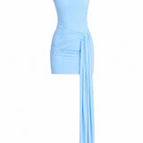 Tina Draped Mini Baby Blue Dress