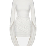 Luna Drape Sleeve White Dress