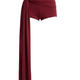 Tina Draped Mini Burgundy Shorts